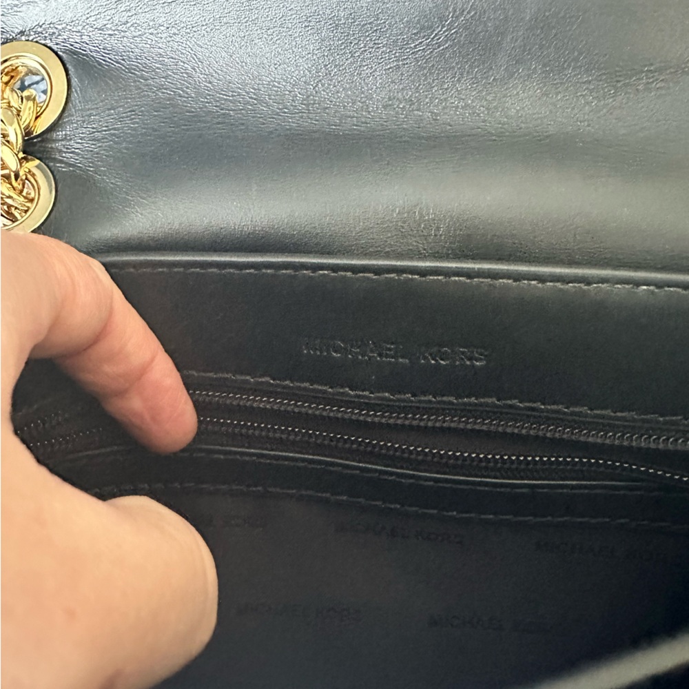 Michael Kors Black and Gold Sloan Editor- Adjustable Crossbody/Shoulder Bag - Picture 4 of 9
